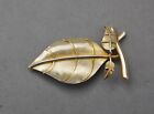 Rancho Alecre Sterling Silver Vermeil Leaf Pin Signed Vintage Taxco Mexico 2 3/8