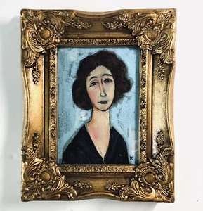 Original Mini Modigliani Framed Fine Art 'Young Woman' Reproduction 5x7 - Picture 1 of 7