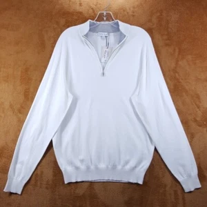 PETER MILLAR Sweater Mens Medium White 1/4 Zip Pullover WHITAKER $195 - Picture 1 of 7