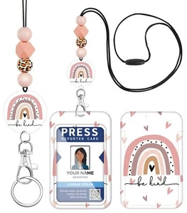Teacher Lanyard for ID Badge Card Cute Be Kind Rainbow Women Beaded Breakaway... - Picture 1 of 7