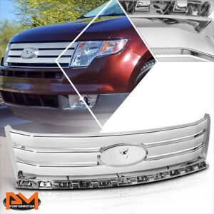 For 07-10 Ford Edge Factory Style Chrome Horizontal Slats Grille w/Badge Slot