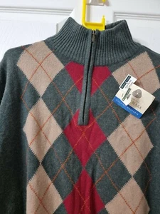 Jersey WoolOvers Lana de Cordero Argyle Cremallera Cuello Tweed Verde Talla S Golf Tejido Suéter - Imagen 1 de 9