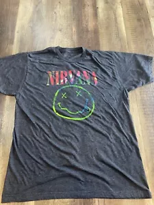 T-Shirt Nirvana Band Smiley Gesichtsgröße Large grau Grafikdruck - Bild 1 von 7