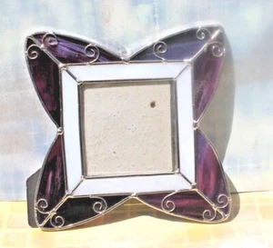 Marco de fotos de vitral Art Deco púrpura y blanco, foto de 3,5” ¡ENVÍO GRATUITO! - Imagen 1 de 11
