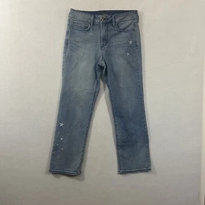 NYDJ Womens Marilyn Straight Ankle Jeans Size 6 Seastar Embroidery Medium Wash - Picture 1 of 10