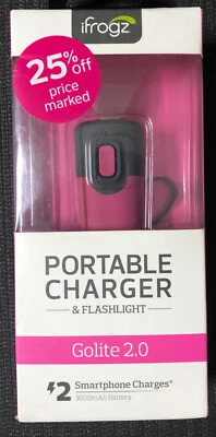 Linterna Cargador Portátil Universal iFrogz Golite 2.0 Powerbank 3000mAh, Rosa Foto 1 de 4