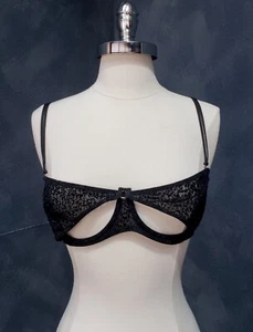 Sujetador Coco de Mer Negro Brillante Elástico Encaje Corte Con Aros 36C Nuevo con Etiquetas - Imagen 1 de 8
