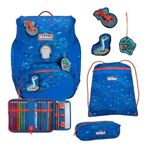 Scout Superflash Alpha Set 4-teilig Schulranzen Blue Dino dunkelblau blau Neu - Bild 1 von 10