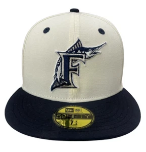 Miami Marlins World Series Annivers New Era 59Fifty Raised Logo Fitted Hat 7 1/4 - Picture 1 of 5