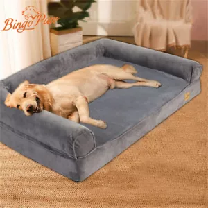 Jumbo Plus Orthopedic Dog Bed Large Pet Lounger Big Couch w Pillow Soft Bolster - Picture 1 of 17