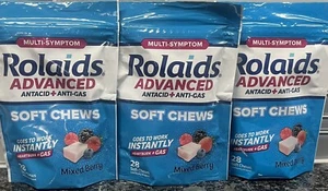 LOT OF 3- Rolaids Advanced 28 Mixed Berry Soft Chews Heartburn + Gas Relief - Picture 1 of 3