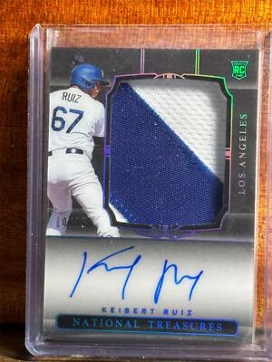 2021 Keibert Ruiz Panini NATIONAL TREASURES MIDNIGHT Rookie PATCH Auto 10/25 - Image 1 of 2