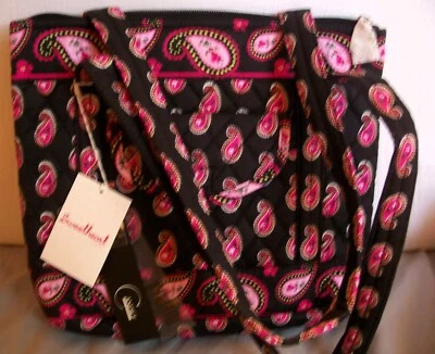 NUEVO Bolso Cartera Acolchado Sweetheart by Candice Rosa Paisley sobre Negro 12" X 11" ETIQUETAS Foto 1 de 2