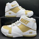 Nike Zoom Lebron II Basketball Shoes White Gold DJ4892-100 Men&#39;s 9 DEFECT