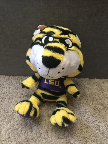 LSU Tiger Mascot Plush 10” Stuffed Animal Purple And Yellow Stripes Football Cover