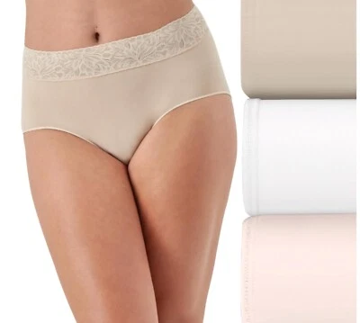 NWT BALI COMFORT DFMLB3 3 pc Women's L size 7 BRIEF PANTIES UNDERWEAR $30 - Image 1 of 4