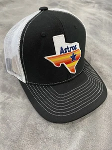 RETRO THROWBACK Astros 70’s 80’s Classic Logo Black White Trucker Snapback Hat - Picture 1 of 6