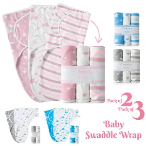 Baby Swaddle Wrap Pack OF 3 Breathable New Born & Infant Sleeping Bag 0-3 Month - Picture 1 of 43