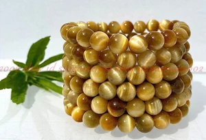 Wholesale 6 Pcs Natural Honey Tiger Eye 8mm 7.5” Crystal Stretch Bracelet - Picture 1 of 6