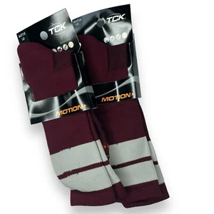 TCK Performance Motion Socks Burgundy Gray Size Large 2 Pairs - Picture 1 of 4