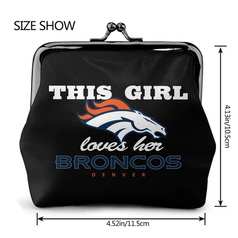 “This Girl Loves Her"Denver Broncos Leather Coin Purse Change Purse Lady Wallet Cover