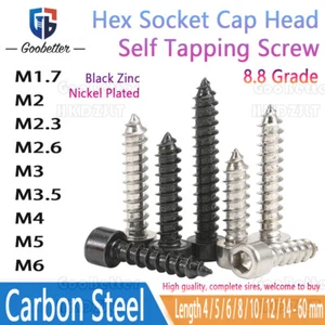 Hex Socket Cap Head Self Tapping Screw M1.7 - M6 Nickel Plated / Black Zinc - Picture 1 of 5