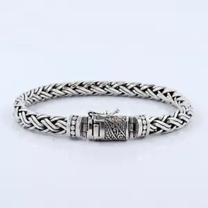 Brazalete de cadena de plata sólida 925 de diseño de cadena de trigo de 8,5" pulgadas - Imagen 1 de 9