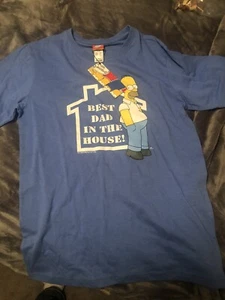 The Simpsons Homer “Best Dad in the House”Blue T-Shirt Adult Small plain on back - Picture 1 of 3
