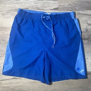 Nike Swim Trunks Shorts Mens Large Blue Pockets Embroidered Swoosh 7" Inseam - Picture 1 of 7
