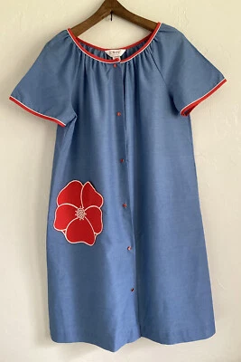 Abrigo/Vestido Casa Komar Vintage Años 70 Rojo/Blanco/Azul Talla L ¡Hecho en EE. UU.! Foto 1 de 4