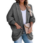 Womens Chunky Knitted Loose Batwing Sleeves Cardigan Outwear Loose Sweater Coat