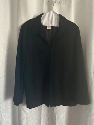 HARRIS/WALLACE Zip Up Jacket Black Wool Pockets Sz 12 Fully Lined used over hip - Image 1 of 3