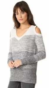 Suéter de hombro frío REBECCA MINKOFF Page gris lana ombre súper suave M Nuevo con etiquetas $148 - Imagen 1 de 8