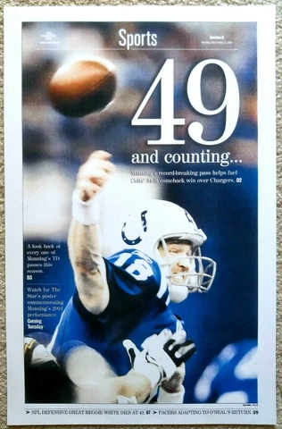 VERY RARE INDIANAPOLIS COLTS PEYTON MANNING '49 AND COUNTING' POSTER - CLASSIC! Cover