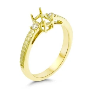 Ring Semi Mount Cushion 6x4mm In 14k Yellow Gold With Two Diamonds (37114) - Picture 1 of 8