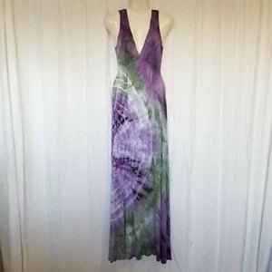 Love Tanjane Womens Maxi Dress Tie Dye V-Neck Long Sleeveless Purple Boho S - Picture 1 of 12