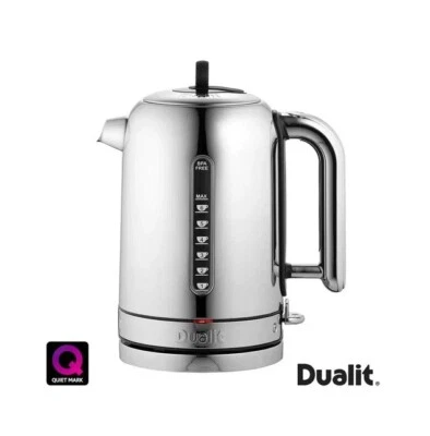Dualit Classic Polished Kettle 1.7L Cordless Stainless Steel Silver Black 72815 - Image 1 of 4