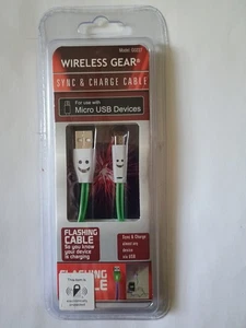 Wireless Gear Micro USB Cable Connectors Sync & Charger 3 FT Light Up Cable - Picture 1 of 2