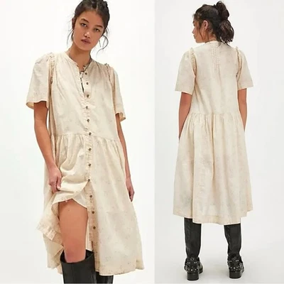 Free People Dainty Ethereal Cottage Bella Mae Midi Dress Vanilla Floral Medium - Image 1 of 4