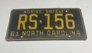 VINTAGE 1961 NORTH CAROLINA LICENSE PLATE ~ LOW DIGIT ~ TAG # RS-156 - Picture 1 of 2