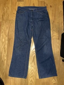 Vintage Levi's Orange Tab 1970s Dark Denim Talon Jeans Bell Bottom Flares 34x30 - Picture 1 of 6