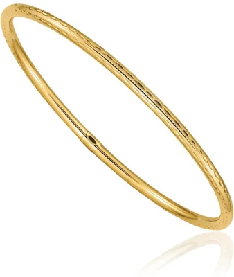 10K Solid Yellow Gold 3mm Slip On Bangle Bracelet - Image 1 of 4