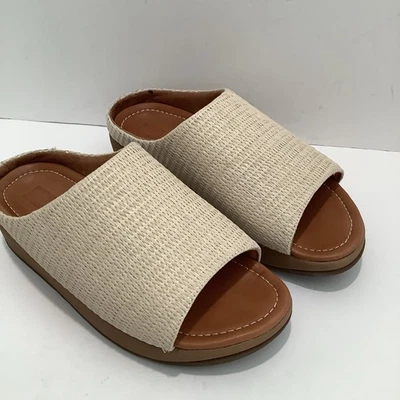 Zueco FitFlop Imogen Paja Rafia Plataforma Toboganes Mujer Talla 9W Crema Paja, Excelente Foto 1 de 4