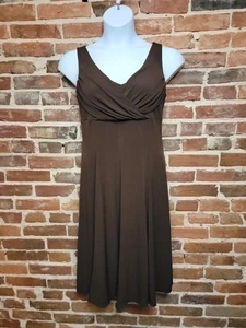 Julian Taylor Brown Sleeveless V-Neck A-Line Dress Sz 12 Career Cocktail - Picture 1 of 7