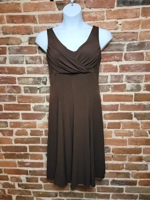 Julian Taylor Brown Sleeveless V-Neck A-Line Dress Sz 12 Career Cocktail - Image 1 of 4