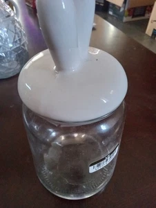 Rabbit Ear glass canister, (NEW), clear - Picture 1 of 3