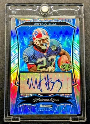 MARSHAWN LYNCH Auto 2009 Bowman Sterling Blue Refractor SSP/10 - Image 1 of 4