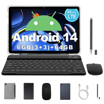 Android 14 Tablets 8 inch Tablet with Keyboard, 4G LTE Dual SIM, 6GB RAM 64GB... - Image 1 of 4