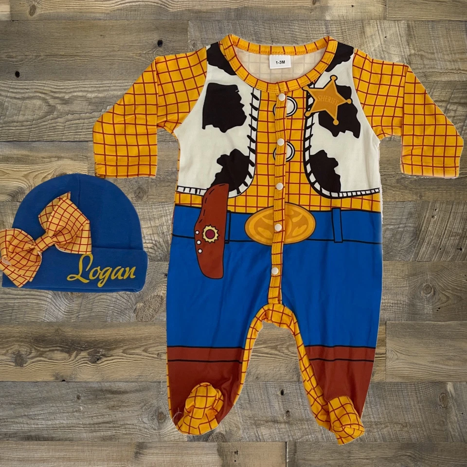 Recién Nacidos Niñas Vaquero MADERADO Dormir y Sombrero Personalizado a Juego | Regalo Bebé ¡NUEVO! Foto 1 de 1