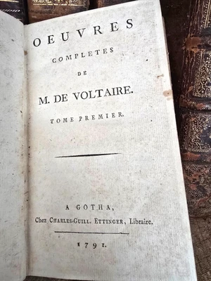 Antique Book from 1791 - Complete Works of Mr. de Voltaire - Voltaire’s Theatre - Image 1 of 4